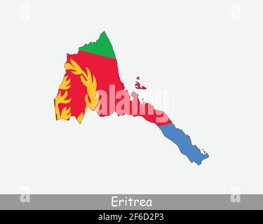Eritrea Map Flag. Map of Eritrea with the Eritrean national flag isolated on white background. Vector Illustration. Stock Vector