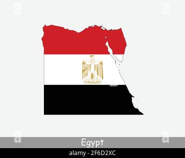 Egypt Map Flag. Map of Egypt with the Egyptian national flag isolated on white background. Vector Illustration. Stock Vector