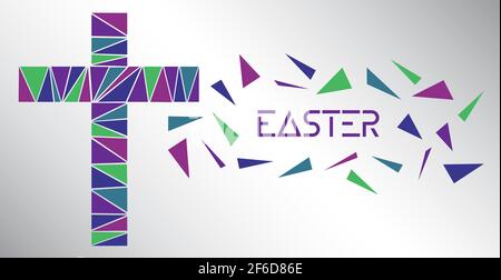 Modern Low Poly Easter Cross Vector Colorful Christian Celebration Holiday Passover Card Banner Template Editable Vector Illustration Abstract Cross Stock Vector