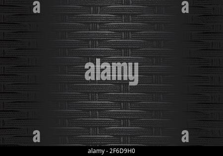 Luxury black metal gradient background with distressed wicker vine texture. Vector illustration Stock Vector