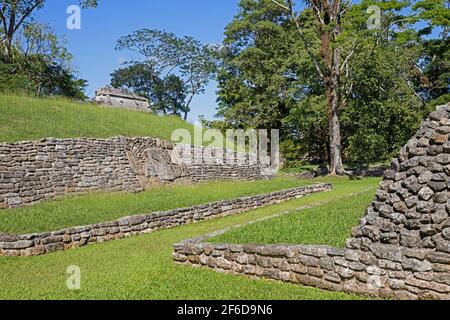 Ball Court from 500AD, one of the oldest structures at the pre-Columbian Maya civilization site of Palenque, Chiapas, Mexico Stock Photo