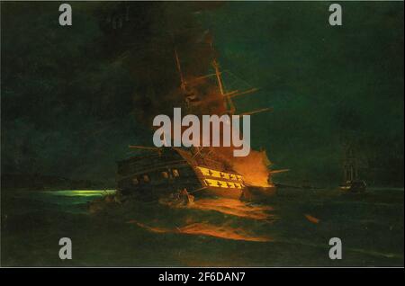 Konstantinos Volanakis - Burning Turkish Frigate Stock Photo - Alamy