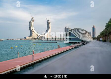 Beautiful evening view of Lusail Marina City Stock Photo