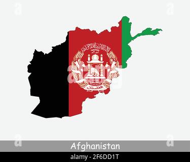Afghanistan Map Flag. Map of Afghanistan with the national flag of Afghanistan isolated on white background. Vector illustration. Stock Vector
