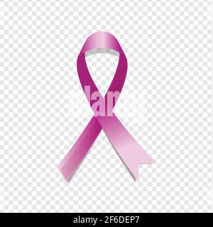 Purple awareness realistic ribbon isolated on transparent background Stock Vector