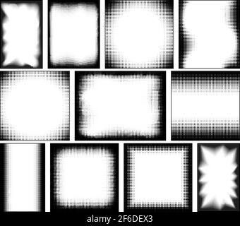 Vector abstract halftone circle frames set. Abstract dotted gradient ...