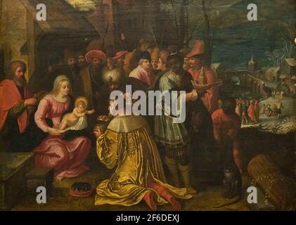 Vintage medieval or similar period Christian religious artwork painting Stock Photo