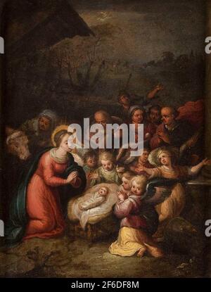 Vintage medieval or similar period Christian religious artwork painting Stock Photo