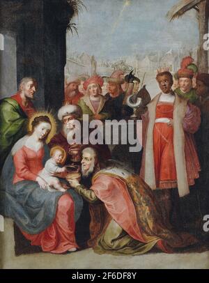 Vintage medieval or similar period Christian religious artwork painting Stock Photo