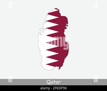 Qatar Flag Map. Map of the State of Qatar with the Qatari national flag isolated on a white background. Vector Illustration. Stock Vector