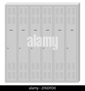 Vector illustration metal school sport lockers. Gym locker. Locker door. Deposit lockers Stock Vector