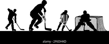 Ice Hockey Players Silhouette Match Game Scene Stock Vector