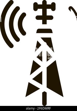 air navigation signal tower icon Vector Glyph Illustration Stock Vector