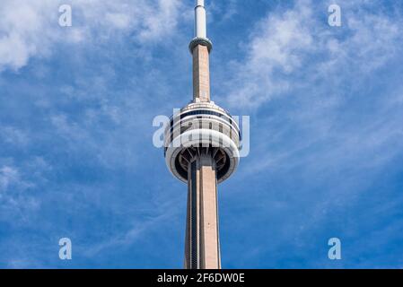 The CN Tower, a Canadian symbol and International Landmark, is seen from an unusual point of view