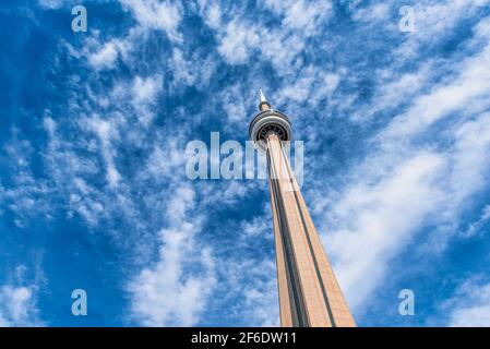 The CN Tower, a Canadian symbol and International Landmark, is seen from an unusual point of view