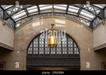 Old fashioned architecture in the Great Hall at Toronto's Union Station. Stock Photo