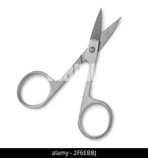 Metal pair of manicure nail scissors isolated on white background Stock Photo