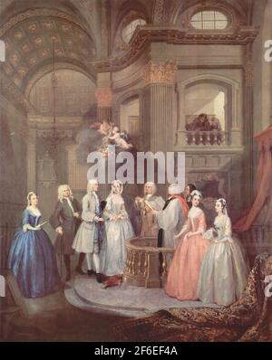 William Hogarth- Wedding Stephen Beckingham Mary Cox C 1729 Stock Photo