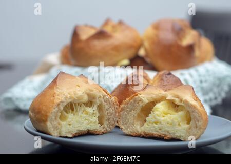 small dinner buns filled with cheese Stock Photo
