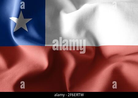 3d rendering realistic waving silk flag of Chile Stock Photo