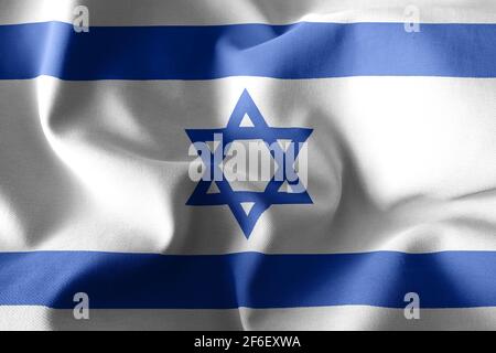 3d rendering realistic waving silk flag of Israel Stock Photo