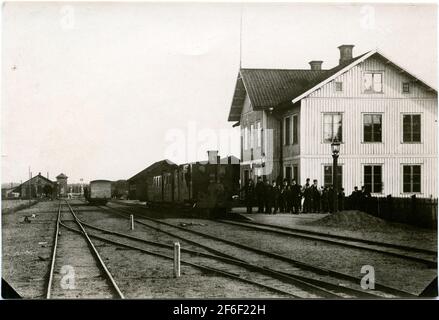 LSSJ 4 'Victoria'. LSSJ, Lidköping - Skara - Stenstorp Railway Station was built in 1874. Two-storey station house Stock Photo