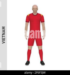 3D realistic soccer player mockup. Football Team Kit template design Stock Vector