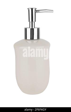 Bottle with pump dispenser isolated on white background Stock Photo