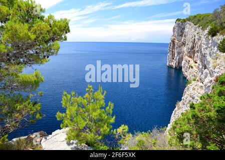 Cliffs in Telascica Nature Park, Dugi Otok island in the Adriatic sea. Croatia. Stock Photo