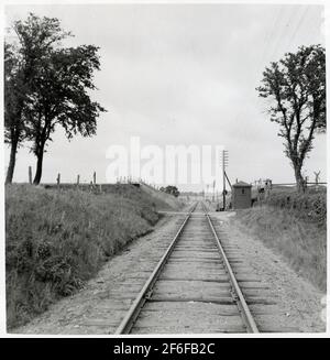 Railway transition in Hyby. Stock Photo