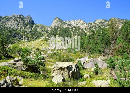 Mountain landscape near the town of Cauterets, national park Pyrenees . Occitanie in south of France. Stock Photo