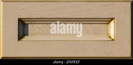 Wood frame. Solid oak with natural wood grain patterns. Smooth wooden surface for the design of facades and floors. Color beige golden ash Stock Photo