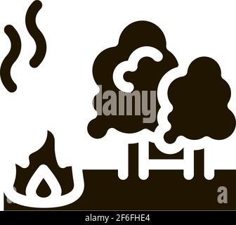 forest fire icon Vector Glyph Illustration Stock Vector