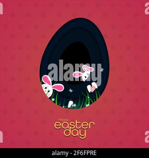 Happy Easter greeting cards with Easter rabbit. Easter Egg Stock Photo