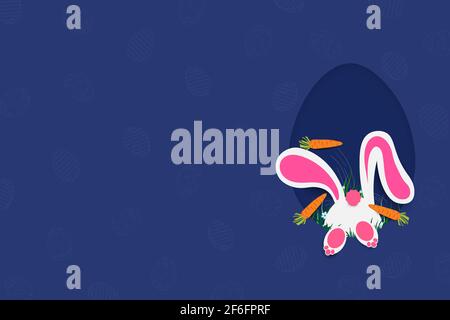 Illustration of Easter day greeting cards with egg and rabbit ,paper art and digital craft style. Stock Photo