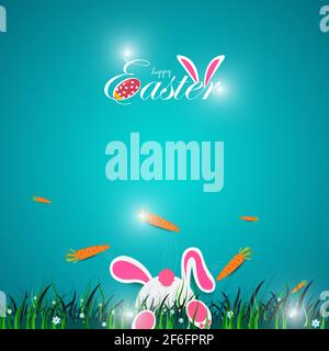 Happy Easter greeting cards with Bunny Stock Photo
