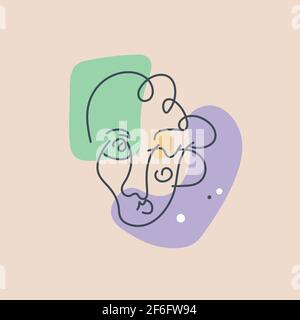 Hand drawn abstract female face of illustrations Stock Photo