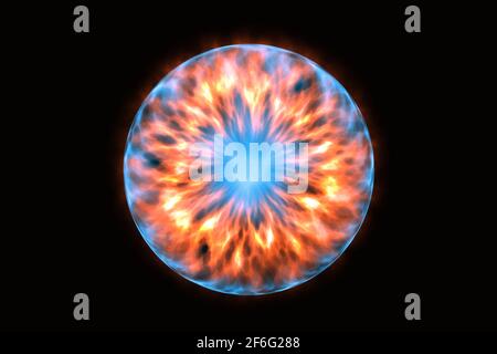 Abstract energy ball on black background. Magic lightning plasma with energy inside. Stock Photo