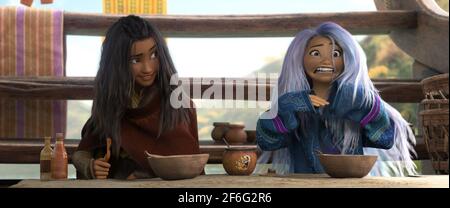 RAYA AND THE LAST DRAGON, from left: Boun (voice: Izaac Wang), Raya ...