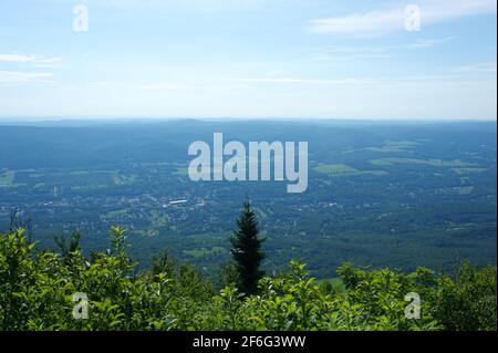 The view from Adams Notch on Mount Greylock, N. Adams, MA. Mt. Greylock is part of the Appalachian Trail. Stock Photo