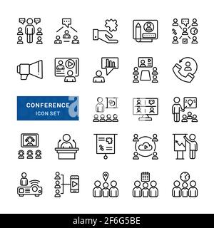 Set of conference icons such as meeting,conversation, team, work. Stock Vector