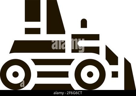 road repair bulldozer icon Vector Glyph Illustration Stock Vector