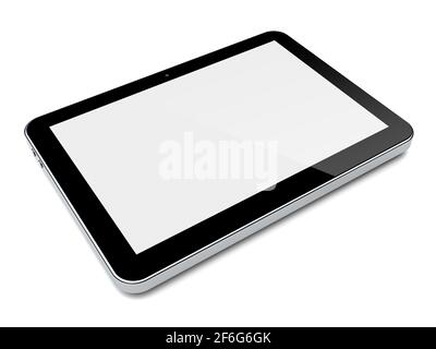 Tablet PC computer with blank screen on a white background Stock Photo