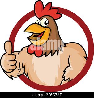 Chicken logo cartoon rooster vector illustration isolated on white background Stock Vector