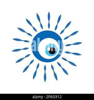Greek evil eye, symbol of protection. Glass Turkish eye Nazar Boncugu. Amulet, talisman from the evil eye. Stock Vector