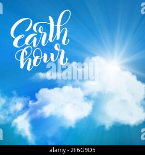 Earth hour. Template for poster with handdrawn lettering. Vector. Stock Vector