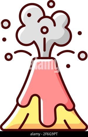 Volcanic activity RGB color icon Stock Vector