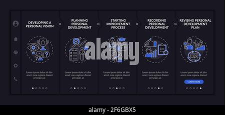 Personal development steps onboarding vector template Stock Vector