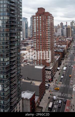 Bird's eye view of New York city urban building and streets Stock Photo
