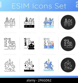 Marine industry sector icons set Stock Vector